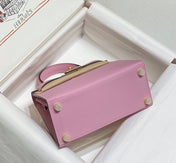 KELLY MINI 20 BAG IN BABY PINK CALFSKIN WITH GOLD HARDWARE
