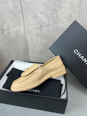 CHANEL 26S LOAFERS IN BEIGE QUILTED CALFSKIN WITH CC LOGO