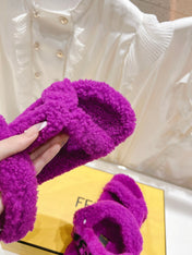 FENDI DAD SANDAL IN MAGENTA PURPLE FLEECE