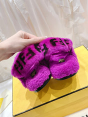 FENDI DAD SANDAL IN MAGENTA PURPLE FLEECE