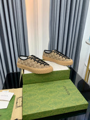 GG UNIQUE SNEAKER THICK-SOLE LIGHT BROWN CANVAS