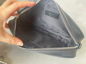 FENDI ROMA 22 CLUTCH BAG IN DARK GREY FF CALFSKIN SILVER HARDWARE WITH WHITE LOGO