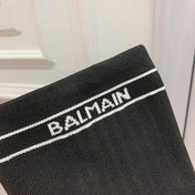 BALMAIN 26S HIGH-TOP BOOTS 105 MM IN BLACK FLYKNIT