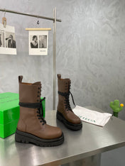 LUG LACE-UP BOOT IN CHOCOLATE BROWN CALFSKIN 7 CM