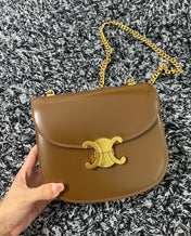 TRIPHOME 19 SADDLE BAG CARAMEL BROWN CALFSKIN