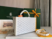 GRAND HÔTEL TRUNK BAG 24 IN WHITE GOYARDINE CANVAS AND CALFSKIN