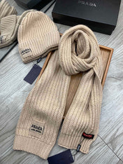 SET SCARF AND HAT IN SAND BROWN WOOL AND RABBIT FUR 388990