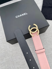 CHANEL 26S BELT 30 MM IN LIGHT PINK CALFSKIN WITH GOLD HARDWARE 661512