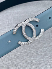 CHANEL 26S BELT 30 MM IN SKY BLUE CALFSKIN WITH GOLD HARDWARE 661514