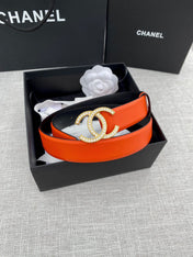 CHANEL 26S BELT 30 MM IN ORANGE CALFSKIN WITH GOLD HARDWARE 661518