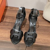 PREMIERE 70 SANDAL IN BLACK GRAINED CALFSKIN