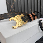 CL TRIOMPHE 25 MM BELT IN MONOGRAM BROWN CALFSKIN GOLD HARDWARE