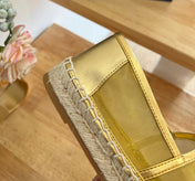 SL YVES LOGO SLIP ON METALLIC GOLD CALFSKIN AND MESH