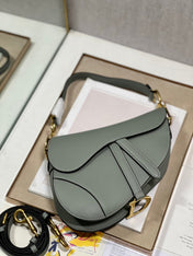 DIOR 26S SADDLE BAG 19 IN STONE GREY CALFSKIN
