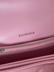 CRUSH CHAINED BAG 25 IN PINK QUILTED CRUSHED CALFSKIN SILVER HARDWARE