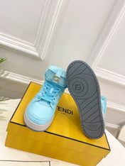 FENDI LOGO SOCK SNEAKER BOOTS IN SKY BLUE LAMBSKIN