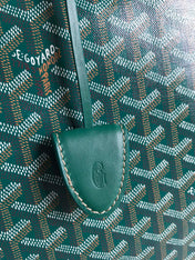 BELLECHASSE BIAUDE PM BAG 36 IN GREEN GOYARDINE CANVAS AND CALFSKIN TRIM