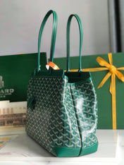 BELLECHASSE BIAUDE PM BAG 36 IN GREEN GOYARDINE CANVAS AND CALFSKIN TRIM
