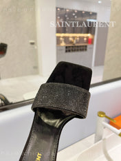 SL LUCKY BLACK CRYSTAL HIGH HEELS BLACK CALFSKIN