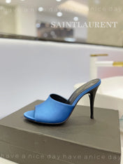 SL GOLDIE MULES COBALT SATIN