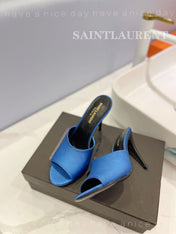 SL GOLDIE MULES COBALT SATIN