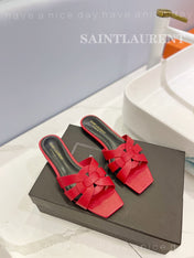 SL TRIBUTE SLIPPERS RED CALFSKIN
