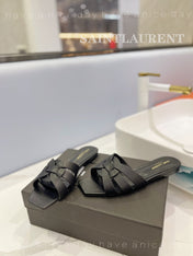 SL TRIBUTE SLIPPERS BLACK CALFSKIN