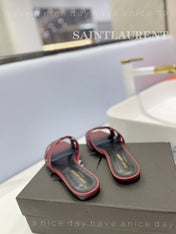 SL TRIBUTE SLIPPERS BERRY CALFSKIN