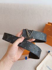 LV 25S BELT 40 MM IN BLACK MIX GREY CALFSKIN 593204