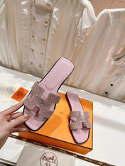 0RAN SANDALS PASTEL PINK LAMBSKIN ATTACH CRYSTAL