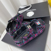 CHANEL 26S SANDALS IN MULTICOLOR TWEED