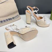 GG 105 HIGH HEEL SANDAL WHITE STRAW