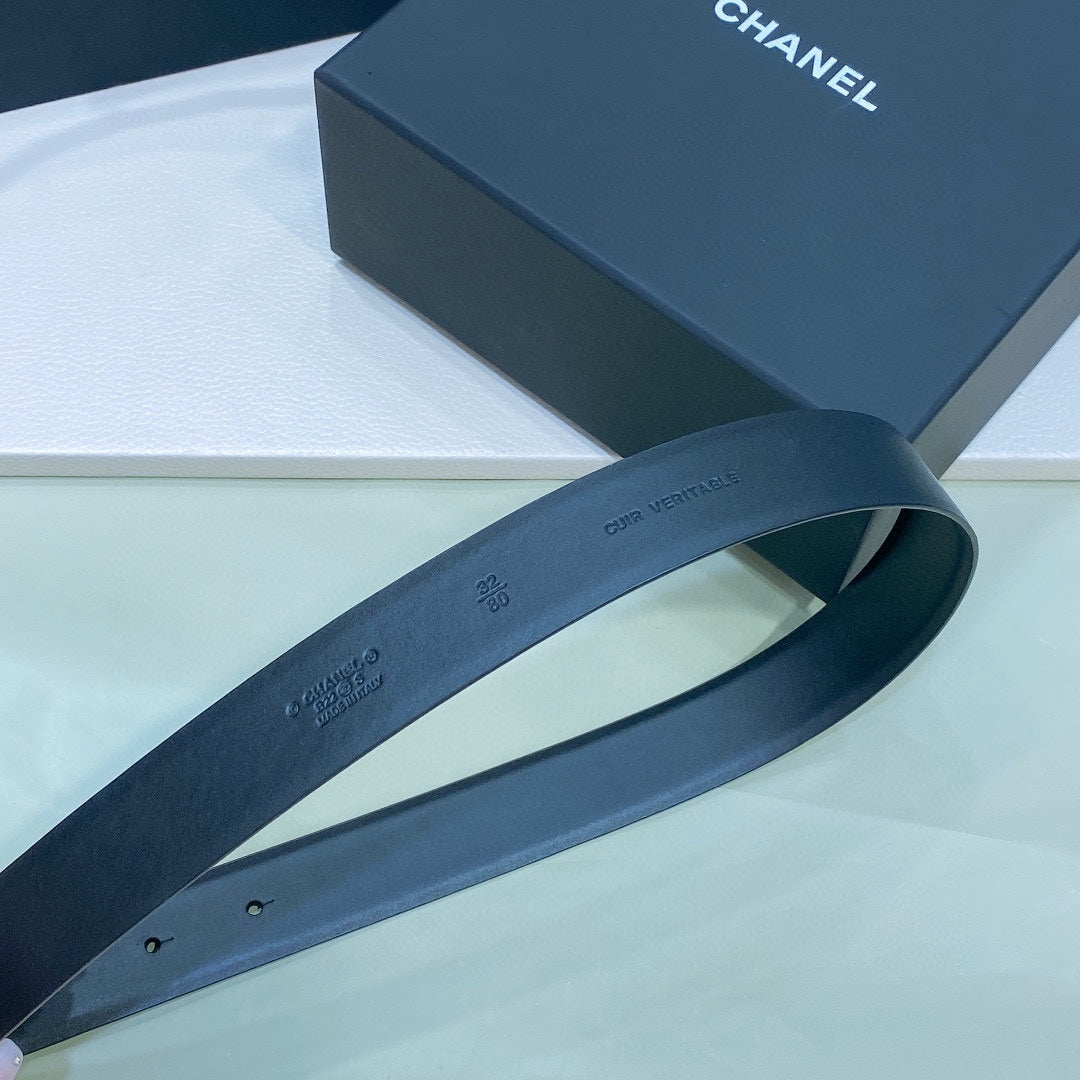 CHANEL 26S BELT 30 MM IN BLACK CALFSKIN 658418