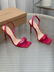 GIANVITO ROSSI 26S RIBBON HEELS 105 MM IN DARK PINK PATENT LAMBSKIN