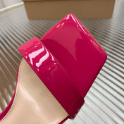 GIANVITO ROSSI 26S RIBBON HEELS 105 MM IN DARK PINK PATENT LAMBSKIN
