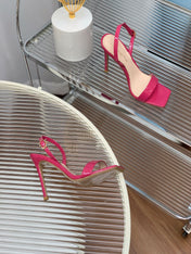 GIANVITO ROSSI 26S RIBBON HEELS 105 MM IN DARK PINK PATENT LAMBSKIN