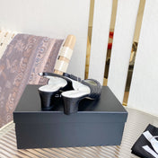 CC SLINGBACK 25S 30 MM IN BLACK LAMBSKIN WITH SILVER HARDWARE