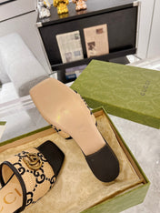 GG EXCLUSIVE SLIDE SANDAL BLACK AND CREAM SEDGE
