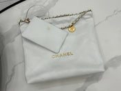 CC LARGE 42 HANDBAG IN WHITE CALFSKIN GOLD HARDWARE