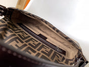 Fend Baguette 27 Shoulder Bag Brown FF Jacquard Fabric Bag Shw