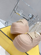 FENDI LOW-TOP TRAINER IN TAN BEIGE CALFSKIN