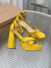 GIANVITO ROSSI 26S PLATFORM SANDALS 115 MM IN YELLOW SUEDE