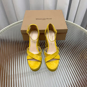 GIANVITO ROSSI 26S PLATFORM SANDALS 115 MM IN YELLOW SUEDE