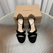 GIANVITO ROSSI 26S PLATFORM SANDALS 115 MM IN BLACK SUEDE