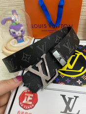 LV 25S BELT 38 MM IN BLACK CALFSKIN PRINT PATTERNS 593287