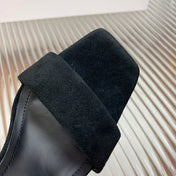 BALMAIN 25S CROSSOVER STRAP HIGH HEELS 95MM IN BLACK SUEDE