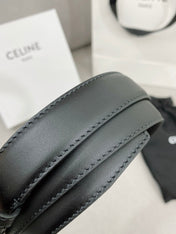 CELINE 25S TRIOMPHE BELT 25MM IN BLACK CALFSKIN GLOD HARDWARE 580679