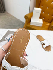 TRIOMPHE SLIDE IN WHITE CALFSKIN