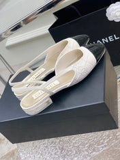 SLINGBACKS 20 WHITE MIX BLACK CALFSKIN