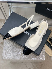 SLINGBACKS 20 WHITE MIX BLACK CALFSKIN